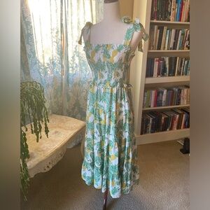 Tiered pineapple pattern maxi dress